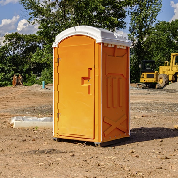 how often are the portable restrooms cleaned and serviced during a rental period in Goshen County